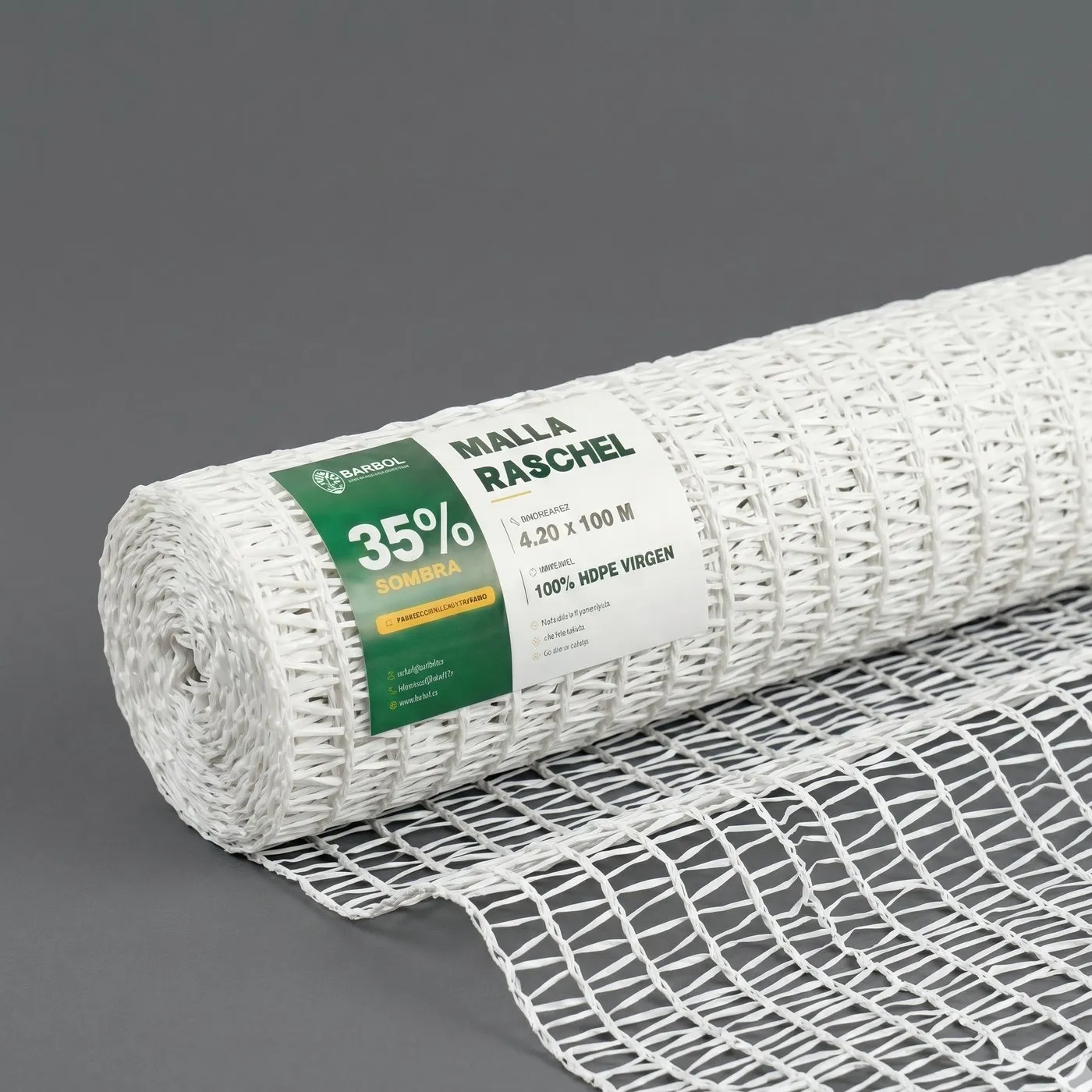 Malla Raschel 35% sombra color Blanco