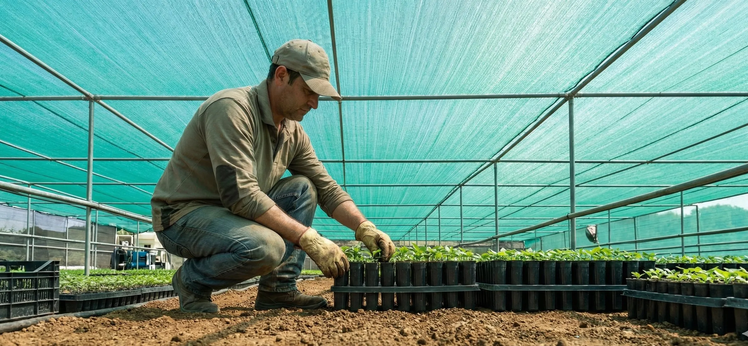 Vivero protegido con malla raschel